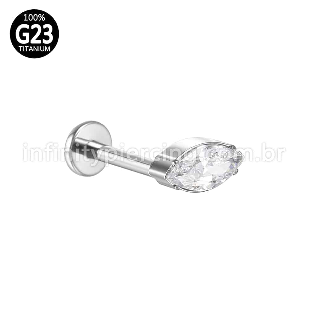 Piercing Labret Titânio Zircônia Cravejada
